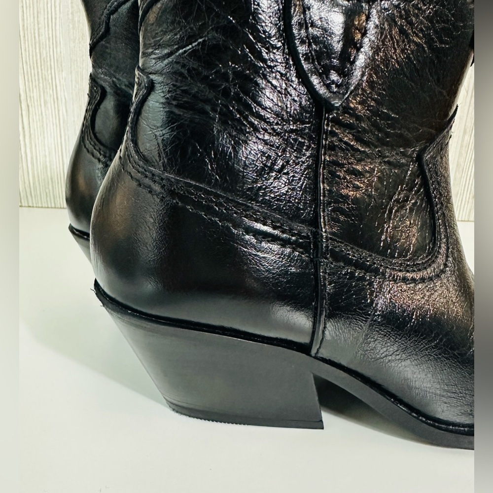 NEW! MASSIMO DUTTI Western Cowboy Boots Ankle Size 35 Black - Picture 5 of 14